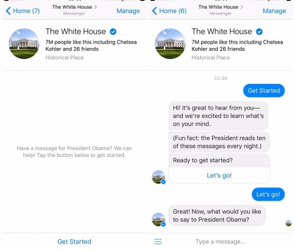 Người Mỹ đã có thể chat với Obama qua Facebook Messenger