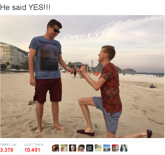 Nam VĐV đồng tính cầu hôn bạn trai trên bãi biển