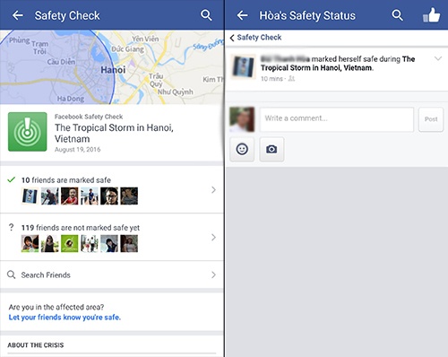 Facebook kích hoạt tính năng "Bạn có an toàn?" sau bão Thần Sét