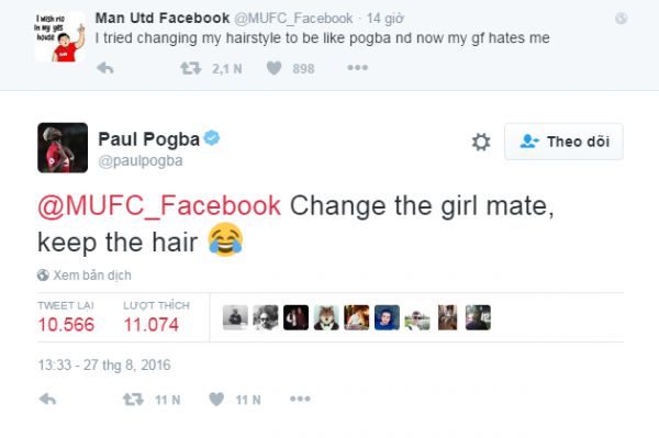 Pogba khuyên fan "bạn gái bỏ được còn kiểu tóc thì không"