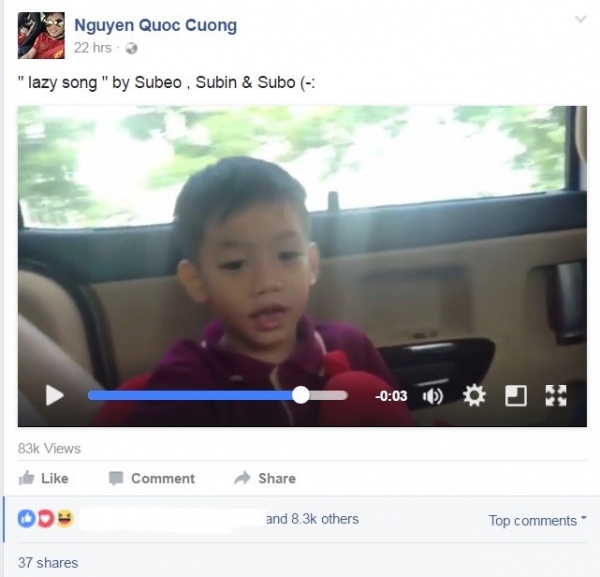 Cường Đô La đăng clip con trai Subeo hát tiếng Anh