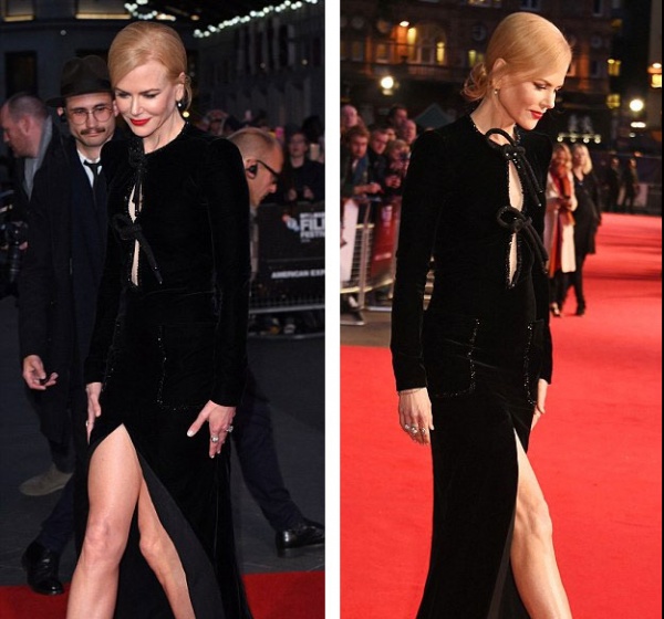 Nicole Kidman loay hoay giữ váy vì gió to