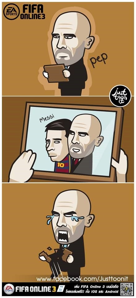 Pep khóc thét, đá gãy đôi khung ảnh chụp Messi