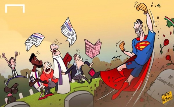 Biếm họa siêu nhân Buffon đội mồ sống dậy