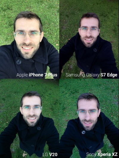 Camera trước iPhone 7, Galaxy S7 Edge, LG V20 và Xperia XZ tranh tài