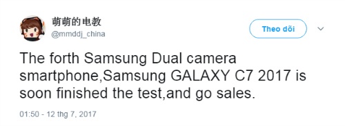 Galaxy C7 (2017) cũng sẽ có camera sau kép