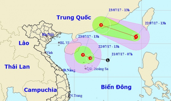 Bão số 3 và áp thấp nhiệt đới "song hành" trên Biển Đông
