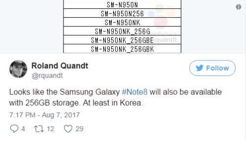 Galaxy Note 8 sẽ có bộ nhớ trong 256GB