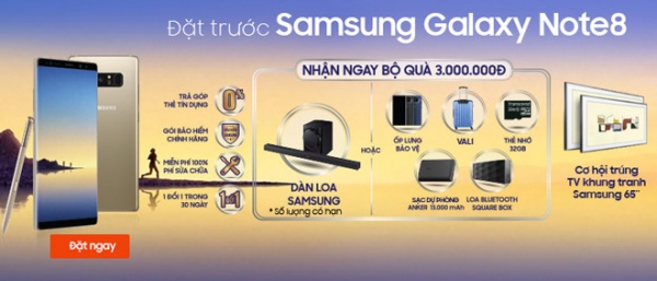 Đặt trước Samsung Galaxy Note 8 nhận quà đẳng cấp tại Viễn Thông A