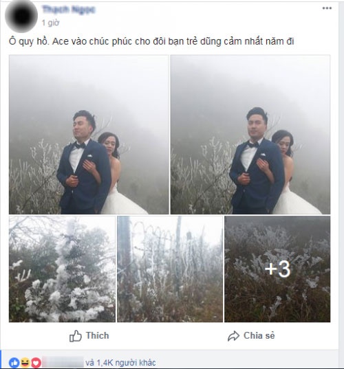 Cô dâu lưng trần chụp ảnh cưới dưới trời băng tuyết Sa Pa