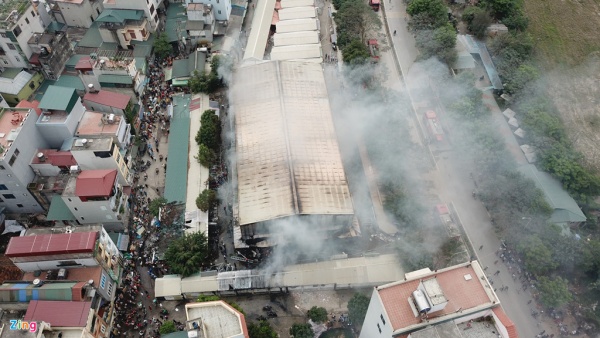 Hiện trường vụ cháy chợ Quang ở Hà Nội