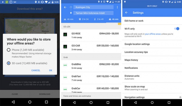 Google Maps (Android) cho phép lưu dữ liệu bản đồ vào thẻ nhớ