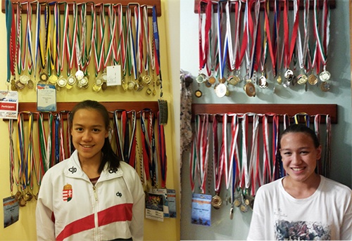 Đôi chị em gốc Việt sở hữu hàng chục huy chương bơi nghệ thuật
