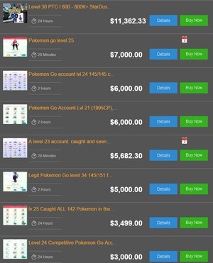 Tài khoản Pokemon Go giá 11.000 USD trên chợ đen tại Mỹ