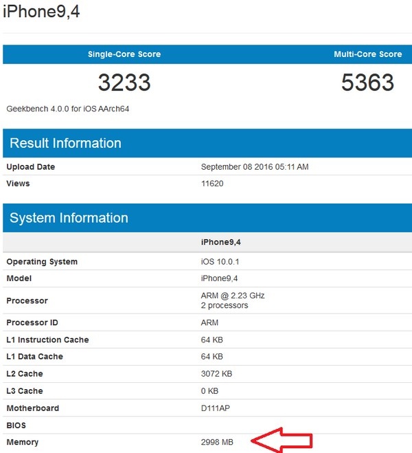 Bộ đôi iPhone 7 sở hữu 3GB RAM, cho hiệu suất vượt qua iPad Pro 12.9 inch