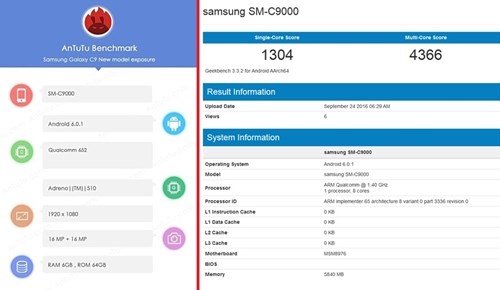 Rộ tin Samsung Galaxy C9 trang bị RAM 6GB?