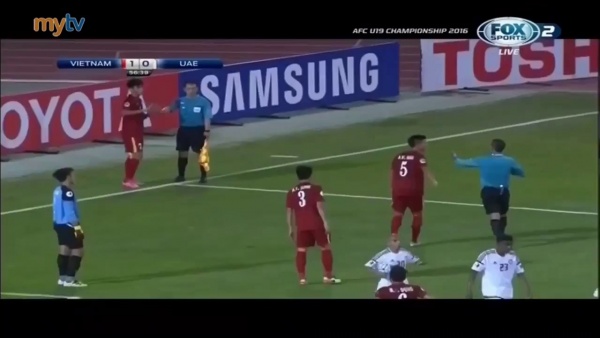 Tranh cãi xung quanh tấm thẻ đỏ của Trọng Đại ở trận gặp U19 UAE
