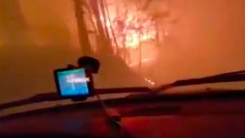 Video lái ôtô xuyên đám cháy rừng thoát thân hot trên mạng XH