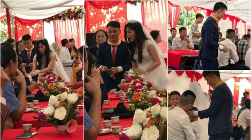 Chú rể Hà Nội đeo vòng vàng kín cổ trong đám cưới
