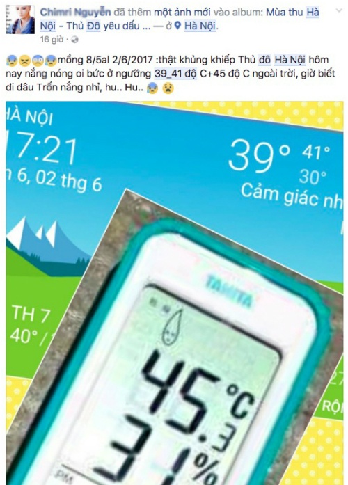 Cộng đồng lên Facebook than thở khi Hà Nội nóng 40 độ C