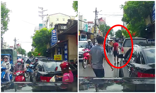 Thanh niên đỗ ôtô ăn bún cá ở Hà Nội làm tắc đường