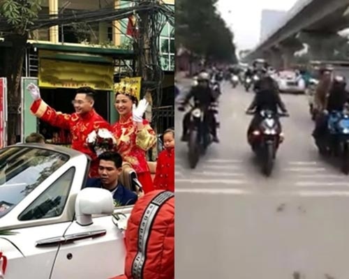 Màn rước dâu bằng siêu xe trên phố Hà Nội gây tranh cãi