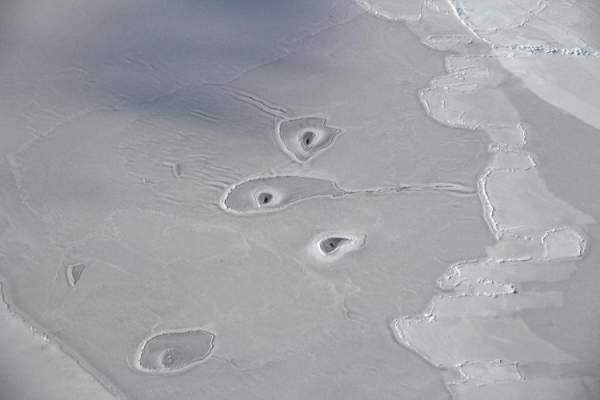 Các lỗ bí ẩn ở Bắc Băng Dương làm NASA bối rối