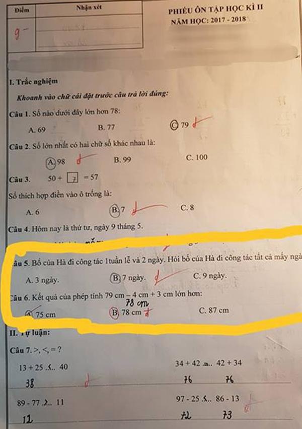 Bài toán lớp 1 khiến ông bố hoang mang phải lên mạng hỏi: "Cô chấm đúng hay sai?"