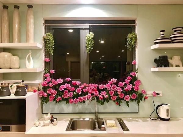 "Vườn hoa" độc đáo trên cửa sổ nhà bếp của bà mẹ khéo tay Hà Thành
