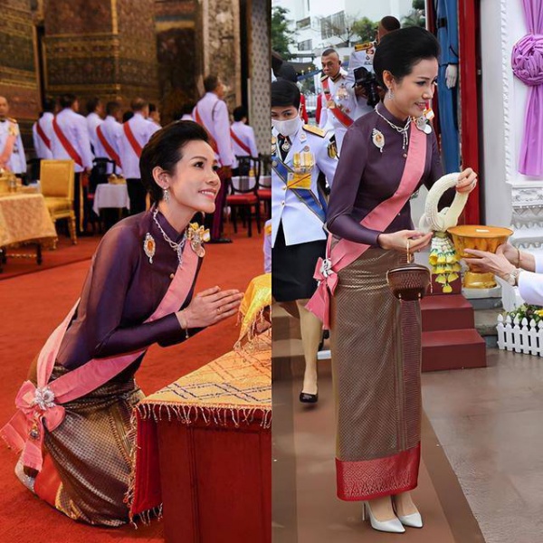 Hoàng quý phi vừa được phục chức quỳ gối trước Hoàng hậu Thái Lan, thái độ gây bất ngờ