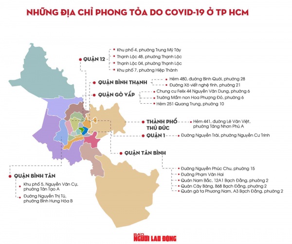 TP HCM: 18 địa điểm bị phong tỏa do Covid-19, mọi người cần biết